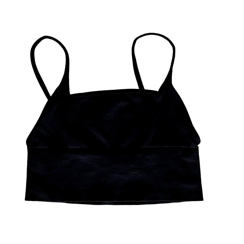 NEW Free People Intimately Andi SquareNeck Crop Seamless Bralette Black Size M/L